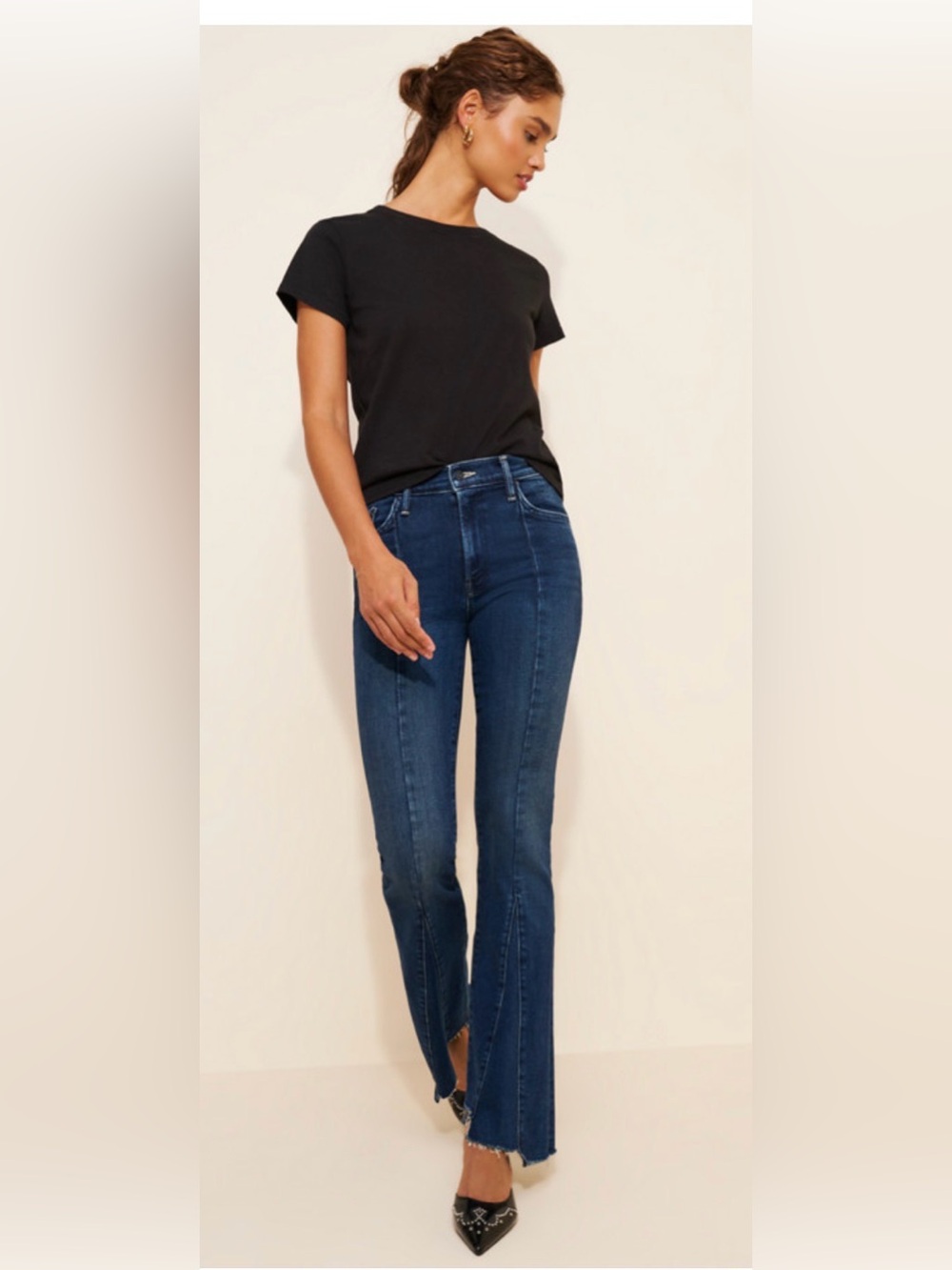 Mother The Insider Skimp Pointy Fray Bootcut Jeans 26 $268